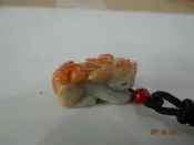 緬甸A貨...天然翡翠 ...帝王紅翡帶蜜糖  精雕 招財貔貅  吊墜