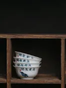 協貿國際日用品生活10館 老潮州純手工繪制《相對無語》薄胎透亮功夫杯高溫陶瓷工夫釉下彩