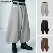 INCERUN 男士透明色深色圖案緊身褲