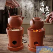 免運💕紅泥小火爐手工砂銚壺薄鍋仔燒水壺中式圍爐煮茶碳電兩用茶爐