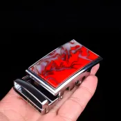 協貿國際日用品生活1館 和田玉金絲玉雞血石玉平安無事牌鑲嵌皮帶扣腰佩掛件男士玉石腰扣