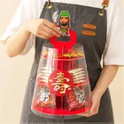 (店+)關公祝壽塔 手提三層DIY祝壽禮塔 關聖帝君最愛 平安餅 花生糖 拉麵丸子 聖誕千秋 祝壽塔 g4326