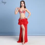 舞蹈肚皮舞練功服新款燙鑽流蘇魚尾裙東方舞表表演服內衣套裝