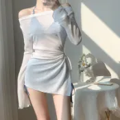 泳衣 女 分體 三件套 罩衫 遮肚 顯瘦 小胸 渡假 溫泉 海邊 保守 純欲風 扎染 清新