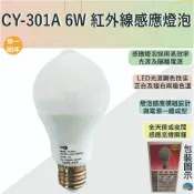 【丹麗萊】CY-301A 6W紅外線感應燈泡【全電壓-台灣製造-滿1500元以上即送LED燈泡】
