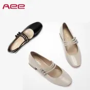 Daphne/達芙妮正品旗下Aee/愛意女鞋 時尚牛皮漆皮扣帶粗跟鞋低跟方頭單鞋瑪麗珍鞋 全新庫存清倉 挑戰最低價