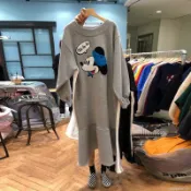 胖MM特大碼300斤卡通動漫米奇長款打底裙女秋寬松長袖衛衣連衣裙2 韓版孕婦大學T 寬鬆帽T 孕婦裙長款衛衣單 MA14