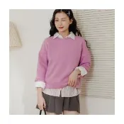 【OB 嚴選】內刷毛落肩長版大學TEE 《AB19174》