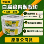 [售價以米為單位] 大山牌 白扁線 1.6mm電線 2.0mm電線 2芯白扁線 電線 零散裁切 單芯線 銅線