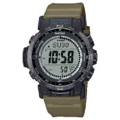 大高雄鐘錶城 CASIO 卡西歐 PRO TREK PRW-35系列 PRW-35LD-5 太陽能六局電波三重感應器戶外運動腕錶 卡其色 44.6mm｜樂天領券現折★全館特惠中★指定刷卡回饋10%