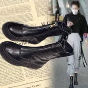 真皮女士法式馬丁靴女秋冬新款英倫風韓版時尚網紅短靴女潮  女靴 馬丁靴 女鞋 中筒靴 短靴 時尚靴 靴子
