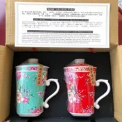 《云窯茶具》客家花布馬克杯組 台灣製造 馬克杯 對杯 伴手禮  禪風 茶道 茶席佈置 鶯歌陶瓷 禮品贈品 婚禮小物