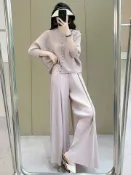 喜挖2店 三宅風2026夏季薄款免燙抗皺顯瘦立體花朵氣質褶皺外套寬褲套裝