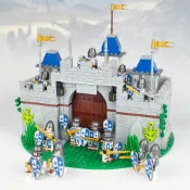 中古世紀城堡建築468psc/可與樂高相容組在一起/中古城堡系列/建築模型/模型益智/羅馬士兵戰馬/積木組合禮物