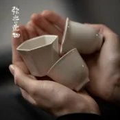 手工陶瓷主人杯 草木灰釉 日式功夫茶具 聞香杯 復古薄胎品茗杯 高質感茶具 家用喝茶杯 禮盒組
