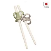 Combi康貝 三階段彈力學習筷(左手-刺蝟綠)附收納袋
