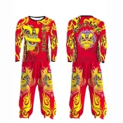 醒獅衣服一整套長袖隊服訂製南獅表演服舞龍舞獅服裝國潮醒獅外套 T G F 6