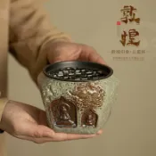 喜挖2店 敦煌印象枯禪建水粗陶復古陶瓷茶渣桶廢水缸水孟功夫茶具茶洗杯洗