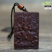 芒果名品 【五雷護身】趙公明吊牌 雷擊棗木 道家法器 護身符 吊墜 精工雕刻 手工打磨 辟邪鎮宅 修行人士必備