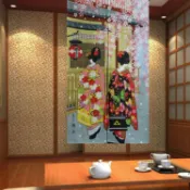 臻選時刻 【日式印花】門簾 布簾 隔斷簾 玄關簾 和風裝飾 京都風情 和服舞子圖案 文青居家 咖啡廳佈置 防塵遮光 單片販售