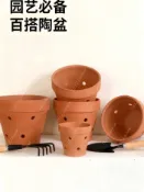 ✨工廠價✨ 红陶带壁孔花盆石斛多孔陶瓷吊挂盆兰花绿萝吸水透气泥瓦盆粗陶盆