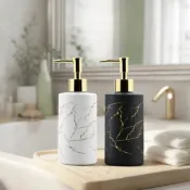 (店+)【A&R】北歐岩紋玻璃洗護按壓瓶 320ML 兩色任選 (輕奢風 洗手乳 洗髮精 沐浴乳 飯店分裝瓶)