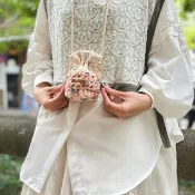 日系小廢包 小水桶包-小杯草莓牛奶 手工編織 編織包