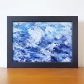 海浪 油畫 F1號 含框尺寸約26*19cm