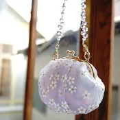 浪漫紗網手挽口金包-紫藤花嫁/淡紫提鍊/台灣手作/質感禮物