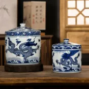 全球選品1館 生活百貨 景德鎮龍紋茶葉罐醒茶罐豬油罐不帶密封陶瓷收納罐陶瓷罐裝飾罐