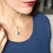 鈉石 તેની ટીપ્સ (Sodalite) 淚滴項鍊，925 純銀，寶瓶座寶石，處女座寶石贈禮
