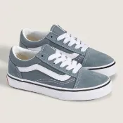 【VANS】官方旗艦 Color Theory Old Skool 中童款灰藍色滑板鞋 休閒鞋(童鞋)