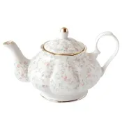 【Just Home】法式浮雕新骨瓷英式花茶壺600ml(茶壺 咖啡壺 水壺 花茶壺 陶瓷壺)