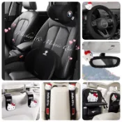 立即 Hello Kitty車用方向盤套 頭枕 腰靠 收納袋 安全帶套 車牌 衛生紙套 手機架 掛鉤，卡通汽車車用