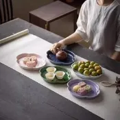中式茶點盤創意花邊水果盤堅果點心托盤復古海棠壺承幹泡臺小茶盤