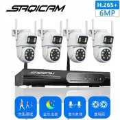 Saqicam 6MP雙鏡頭無線監視器套餐 5MP或6MP*4 WIFI攝影機 10路錄影主機NVR H.265 錄音