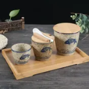 協貿國際日用品生活4館 日式陶瓷小水缸茶杯品茗杯主人杯雞缸杯創意廚房調味罐儲物罐帶蓋