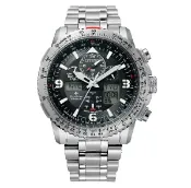 大高雄鐘錶城 CITIZEN 星辰 JY8100-80E Promaster 電波光動能液晶雙顯示飛行錶 /黑面 45.4mm｜樂天領券現折★全館特惠中★指定刷卡回饋10%