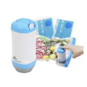【摩肯】DR. SAVE 真空機組含食品袋X5收納袋X2(食物保鮮 旅行收納 衣物換季 壓縮袋 保鮮袋)