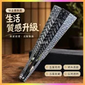 秒殺 琉金墨影扇古風金屬摺扇金屬扇子國風全金屬扇骨絹布文玩收藏禮品