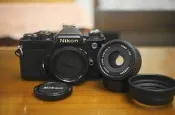 【售】漂亮Nikon FE 經典黑機重曝機身加購 Nikon E 35mm F2.5(Ai) 旅遊鏡頭 Fm2 FE2 