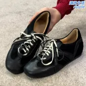 漣漪生活 【復古增高】德訓鞋 阿甘鞋 休閒鞋 板鞋 運動鞋 百搭潮鞋 繫帶設計 內增高 牛皮材質 黑色經典款 日常穿搭必備