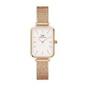 【Daniel Wellington】DW 手錶  Quadro Melrose 20x26mm麥穗式金屬編織小方錶(三色 DW00100431)