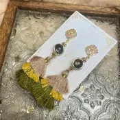 黑骨幹太陽石耳環
