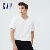 【GAP】男裝|棉質舒適V領短袖T恤-白色(440768)