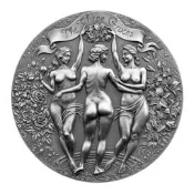 美惠三女神銀幣一公斤~限量99枚，限量銀幣，喀麥隆銀幣，女神銀幣，收藏錢幣，錢幣，紀念幣，銀幣，幣~2022喀麥隆美惠三