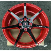 全新鋁圈 (代號81) EP INFORGED 15吋 4孔100 4孔114.3 7J 亮紅色底+車面黑 大內凹
