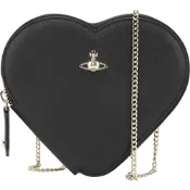 Vivienne Westwood 星球飾防刮牛皮心型鍊帶斜背包(黑色)