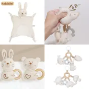 \台灣現貨/有機棉 手搖鈴 床鈴 安撫玩具 安撫巾 櫸木搖棒 逼逼器