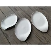 《興富大行》陶瓷餐廚具【星空自然紋荷口橢圓淺盤】菜盤餃子盤長方盤日式釉下長盤菜盤長角盤魚盤淺盤甜點盤